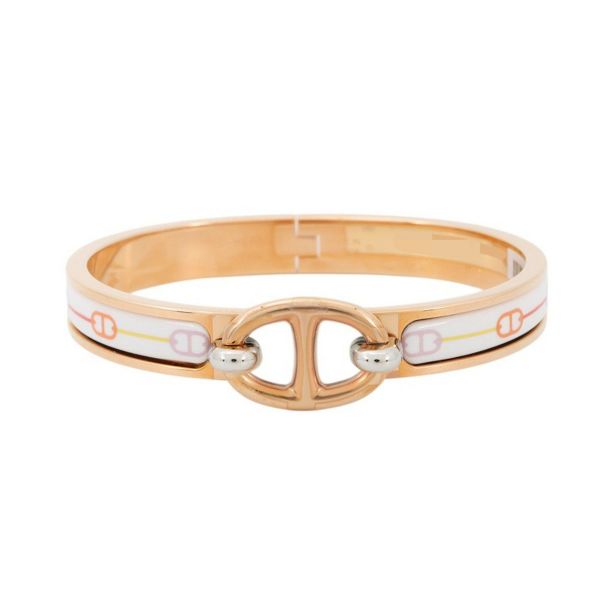 エルメス ブレスレット シェーヌダンクル ミニクリック PM ファランドール ホワイト/マルチカラー/ピンクゴールド金具