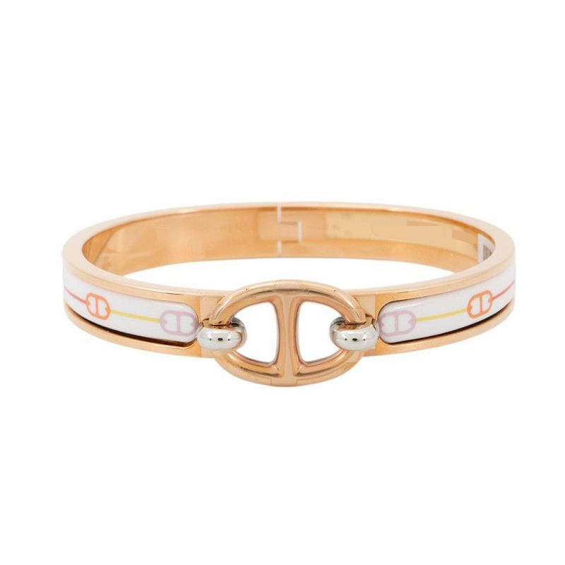 エルメス ブレスレット シェーヌダンクル ミニクリック PM ファランドール ホワイト/マルチカラー/ピンクゴールド金具