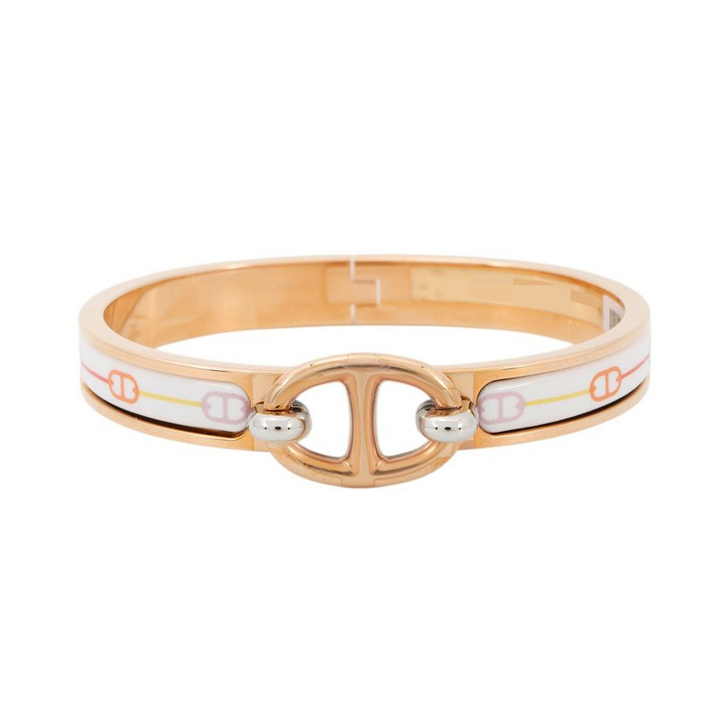 エルメス ブレスレット シェーヌダンクル ミニクリック PM ファランドール ホワイト/マルチカラー/ピンクゴールド金具