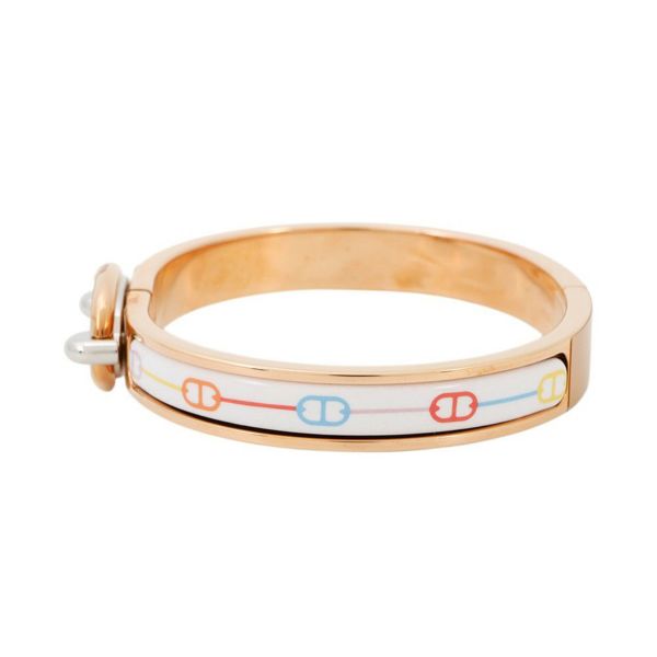 エルメス ブレスレット シェーヌダンクル ミニクリック PM ファランドール ホワイト/マルチカラー/ピンクゴールド金具