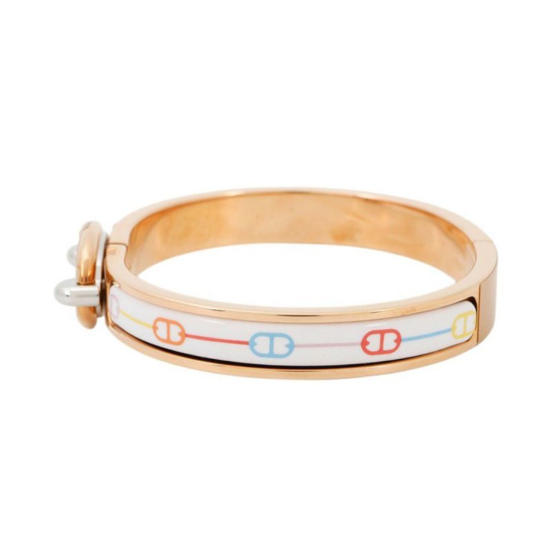 エルメス ブレスレット シェーヌダンクル ミニクリック PM ファランドール ホワイト/マルチカラー/ピンクゴールド金具