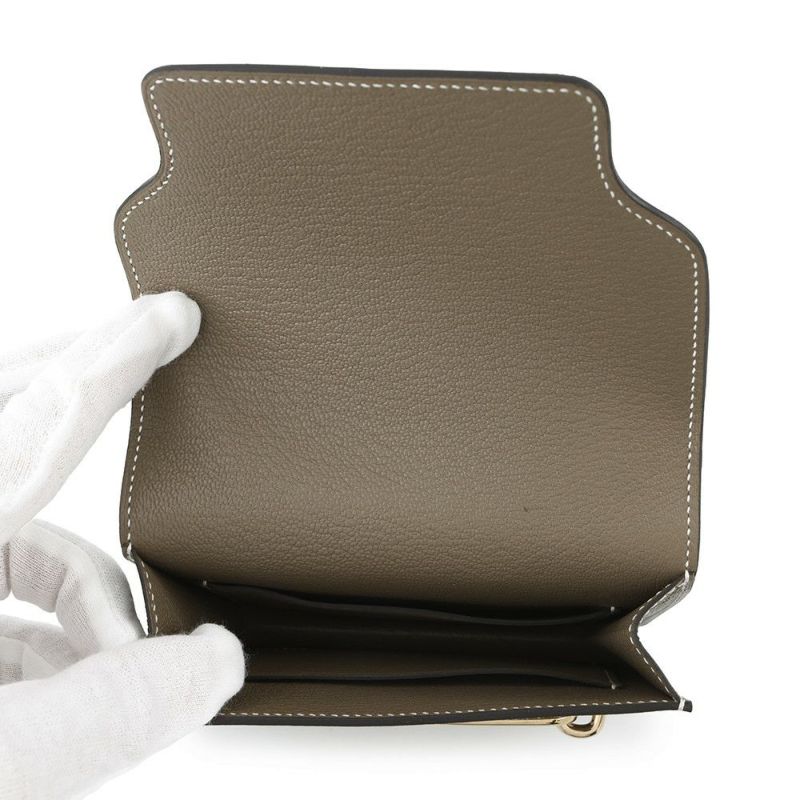 エルメス 財布 ロウリス ルリ スリム エトゥープ/ゴールド金具 シェブルミゾル U刻印 HERMES 財布