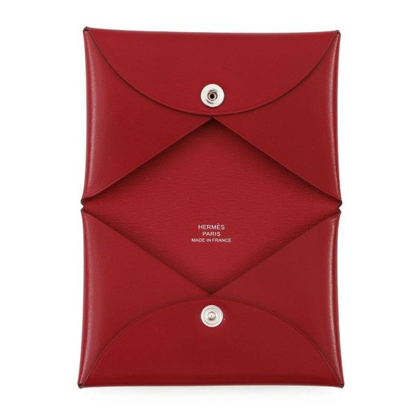 エルメス カードケース カルヴィ ルージュピマン ボックスカーフ B刻印 HERMES 名刺入れ