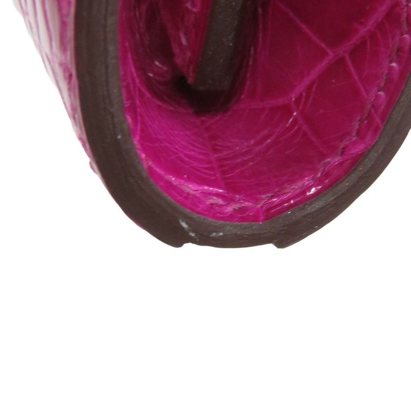 エルメス 長財布 ケリーウォレット ロング ローズシェヘラザード/シルバー金具 アリゲーターシャイン C刻印 HERMES