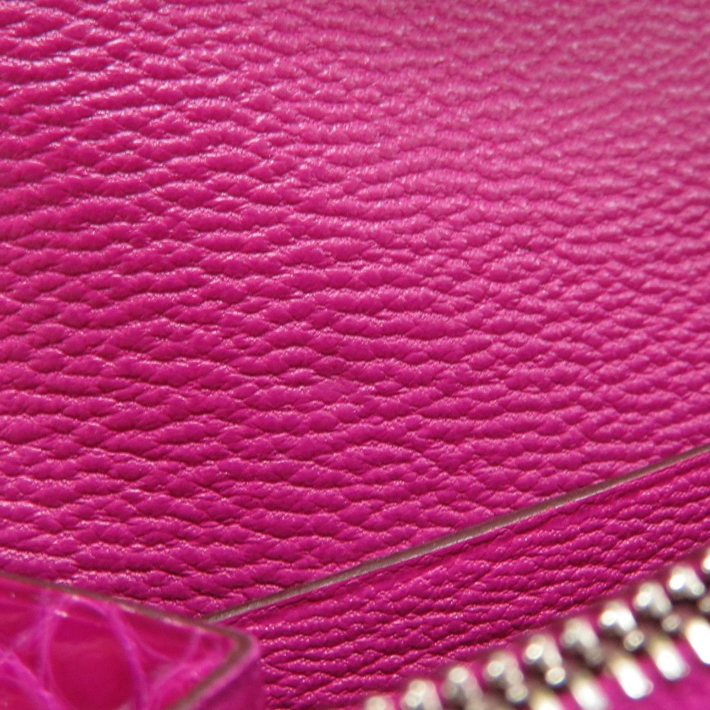 エルメス 長財布 ケリーウォレット ロング ローズシェヘラザード/シルバー金具 アリゲーターシャイン C刻印 HERMES