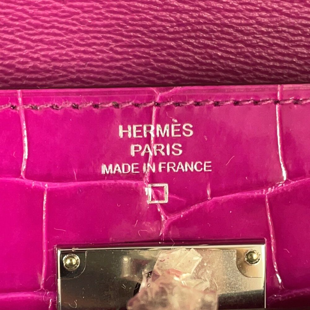 エルメス 長財布 ケリーウォレット ロング ローズシェヘラザード/シルバー金具 アリゲーターシャイン C刻印 HERMES