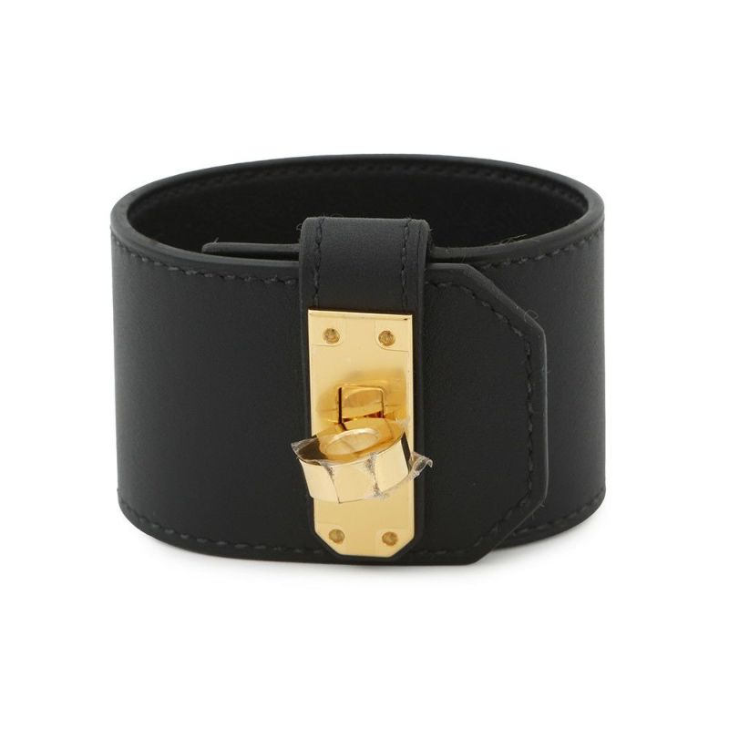 エルメス ブレスレット ケリーツイストGM ブラック/ゴールド金具 スイフト U刻印 サイズT3 黒