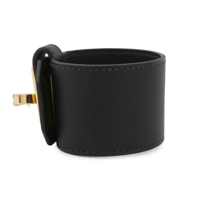 エルメス ブレスレット ケリーツイストGM ブラック/ゴールド金具 スイフト U刻印 サイズT3 黒