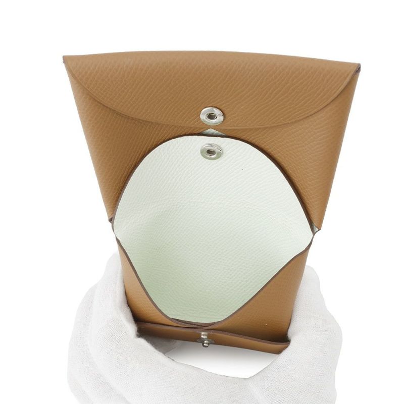 エルメス コインケース カルヴィ デュオ ヴェルソ ゴールド/ヴェールフィズ/シルバー金具 エプソン U刻印