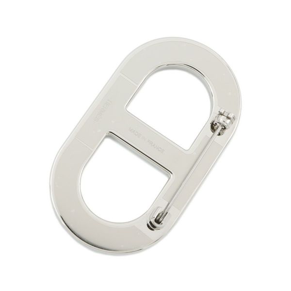 エルメス ブローチ シェーヌダンクル ブラック/シルバー金具 エプソン HERMES アクセサリー 黒