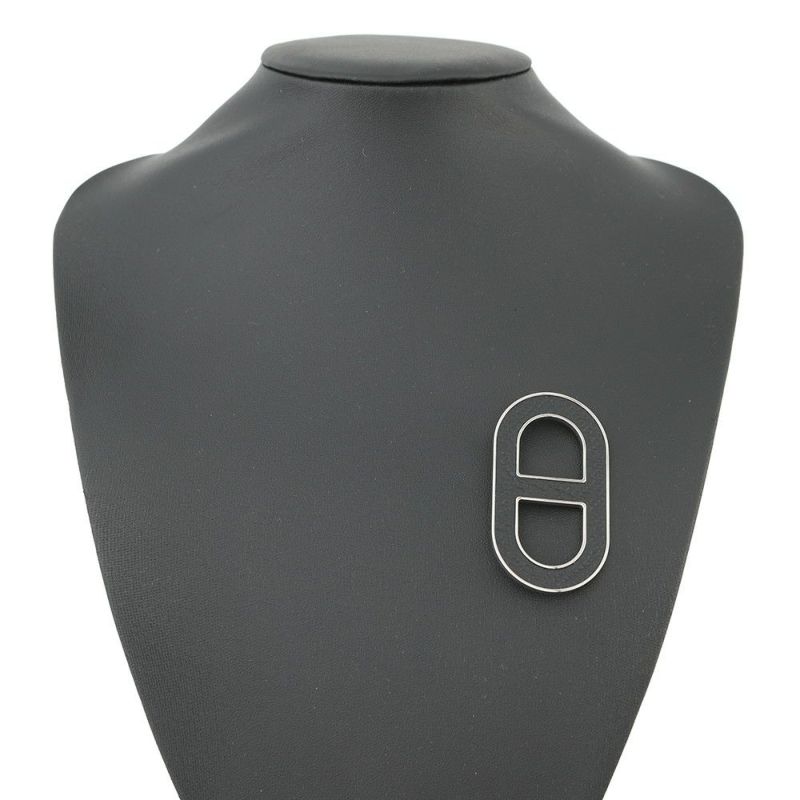 エルメス ブローチ シェーヌダンクル ブラック/シルバー金具 エプソン HERMES アクセサリー 黒