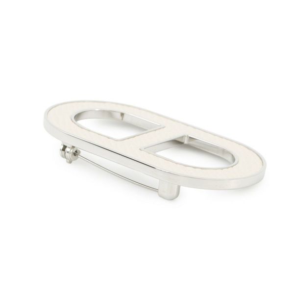 エルメス ブローチ シェーヌダンクル クレ/シルバー金具 エプソン HERMES アクセサリー
