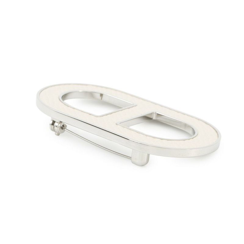 エルメス ブローチ シェーヌダンクル クレ/シルバー金具 エプソン HERMES アクセサリー