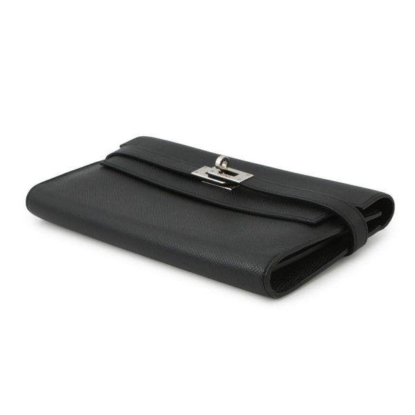 エルメス 長財布 ケリーウォレット ロング ブラック/シルバー金具 エプソン C刻印 HERMES 黒