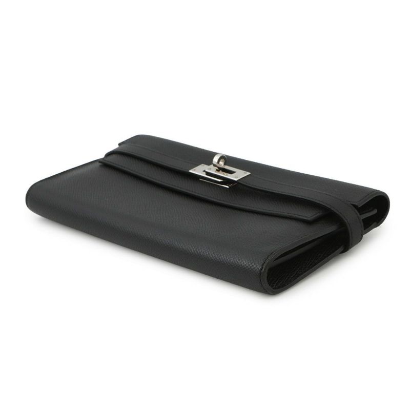 エルメス 長財布 ケリーウォレット ロング ブラック/シルバー金具 エプソン C刻印 HERMES 黒