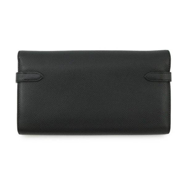 エルメス 長財布 ケリーウォレット ロング ブラック/シルバー金具 エプソン C刻印 HERMES 黒