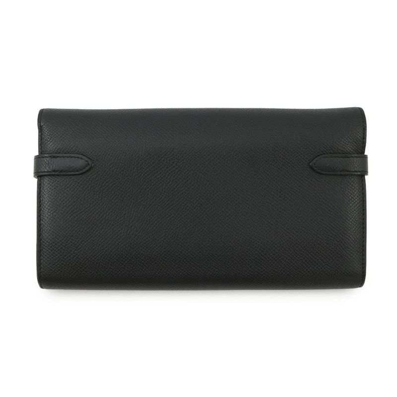 エルメス 長財布 ケリーウォレット ロング ブラック/シルバー金具 エプソン C刻印 HERMES 黒
