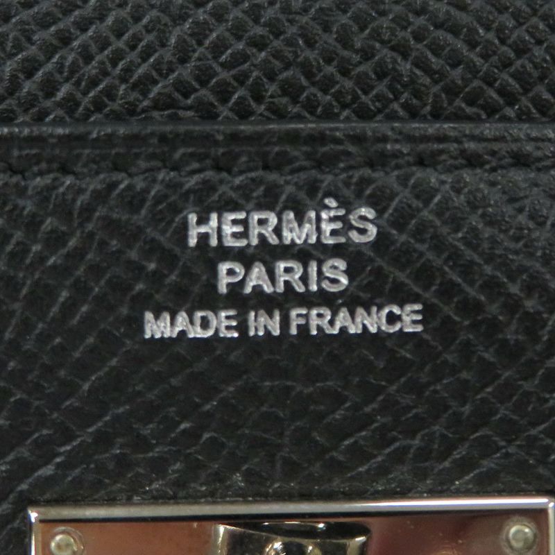 エルメス 長財布 ケリーウォレット ロング ブラック/シルバー金具 エプソン C刻印 HERMES 黒