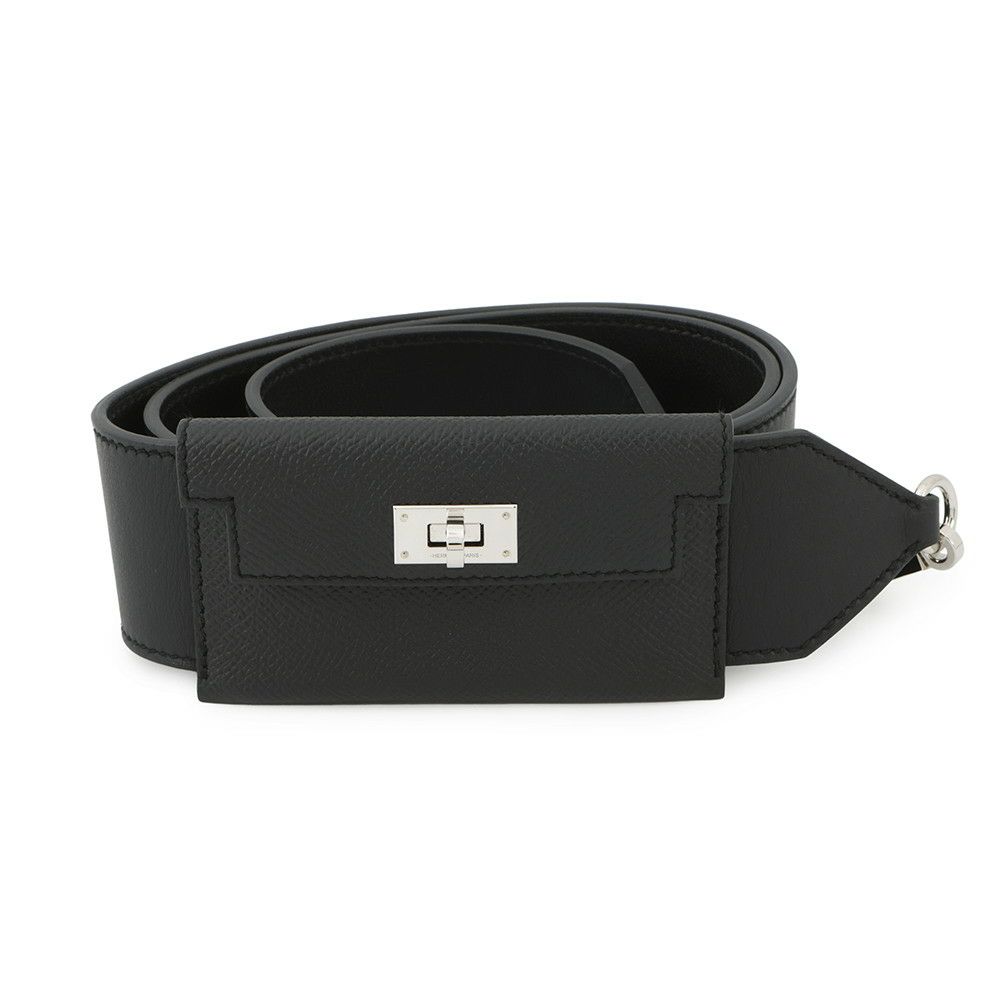 エルメス ショルダーストラップ バンドリエール ケリーポケット ブラック/シルバー金具 スイフト/エプソン Y刻印 黒