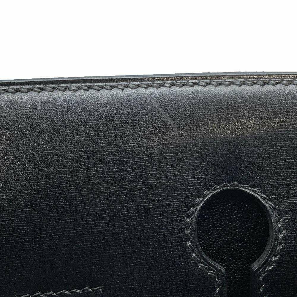 エルメス ハンドバッグ オータクロア32 ブラック/ゴールド金具 ボックスカーフ □E刻印 HERMES 黒