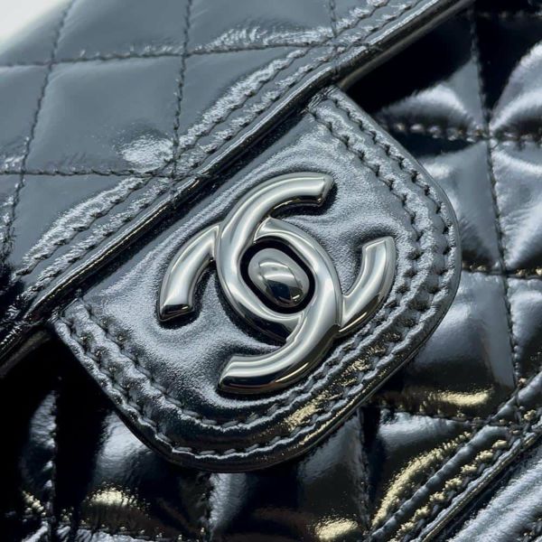 シャネル チェーンショルダーバッグ マトラッセ ココマーク シャイニーカーフレザー AS4051 CHANEL 黒