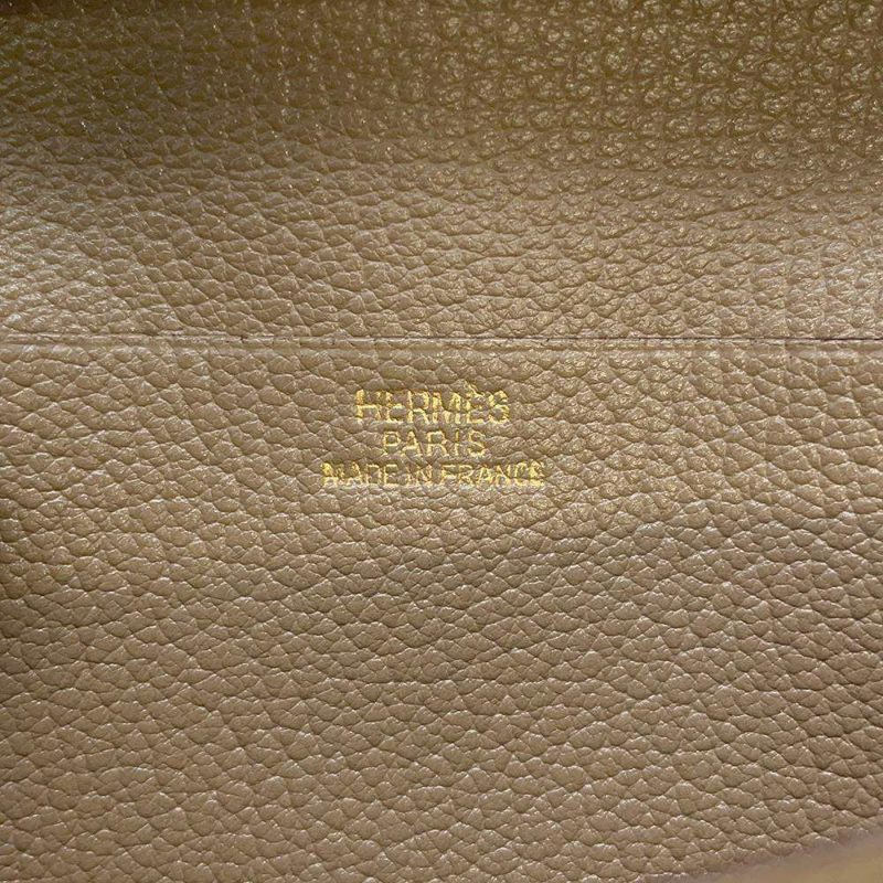 エルメス 長財布 ベアンクラシック エトゥープ/ゴールド金具 シェブルミゾル □J刻印