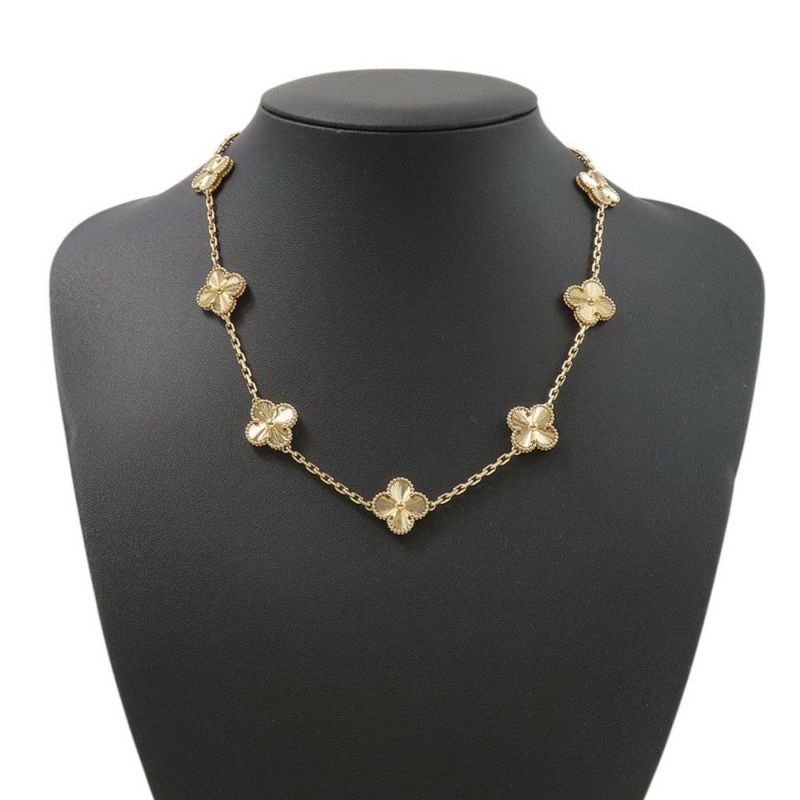 ヴァンクリーフ&アーペル ネックレス ヴィンテージ アルハンブラ 10モチーフ ギヨシェ K18YGイエローゴールド VCARP3JJ00