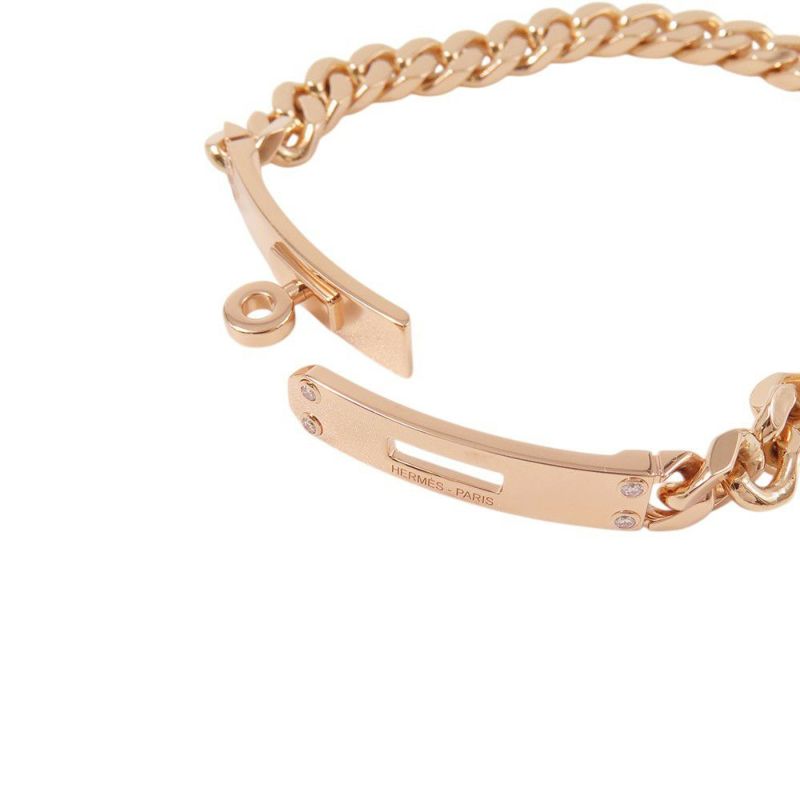エルメス ブレスレット ケリー グルメット ダイヤモンド 6P 計0.08ct K18PGピンクゴールド サイズST HERMES Kelly Gourmette