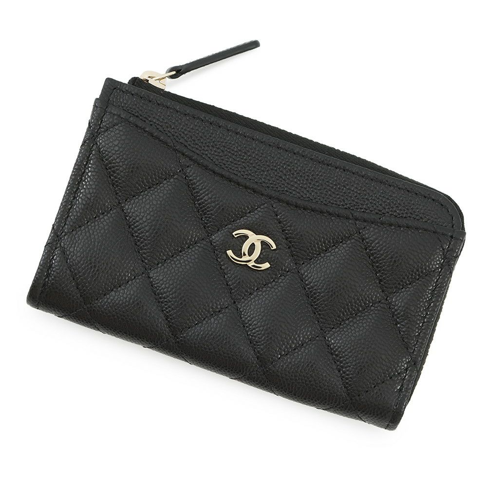 シャネル コインケース マトラッセ ココマーク キャビアスキン AP3179 フラグメント カードケース 黒