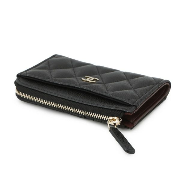 シャネル コインケース マトラッセ ココマーク キャビアスキン AP3179 フラグメント カードケース 黒