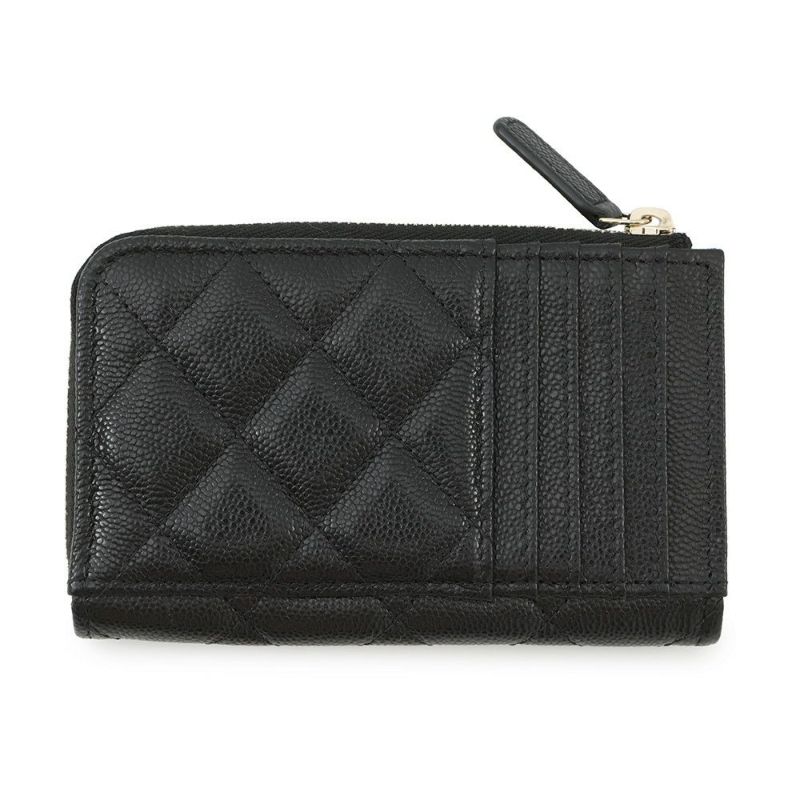 シャネル コインケース マトラッセ ココマーク キャビアスキン AP3179 フラグメント カードケース 黒