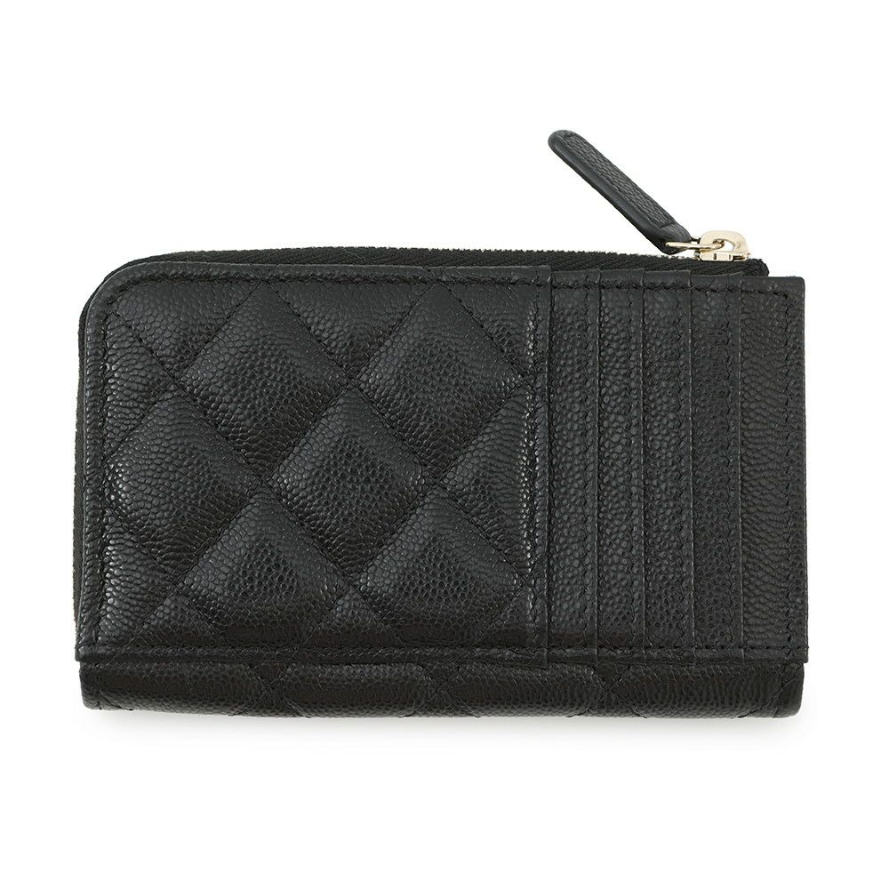 シャネル コインケース マトラッセ ココマーク キャビアスキン AP3179 フラグメント カードケース 黒