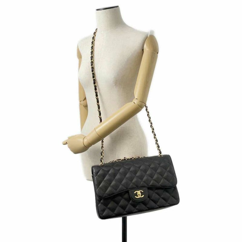 シャネル チェーンショルダーバッグ マトラッセ30 ココマーク キャビアスキン A58600 CHANEL バッグ デカマト 黒