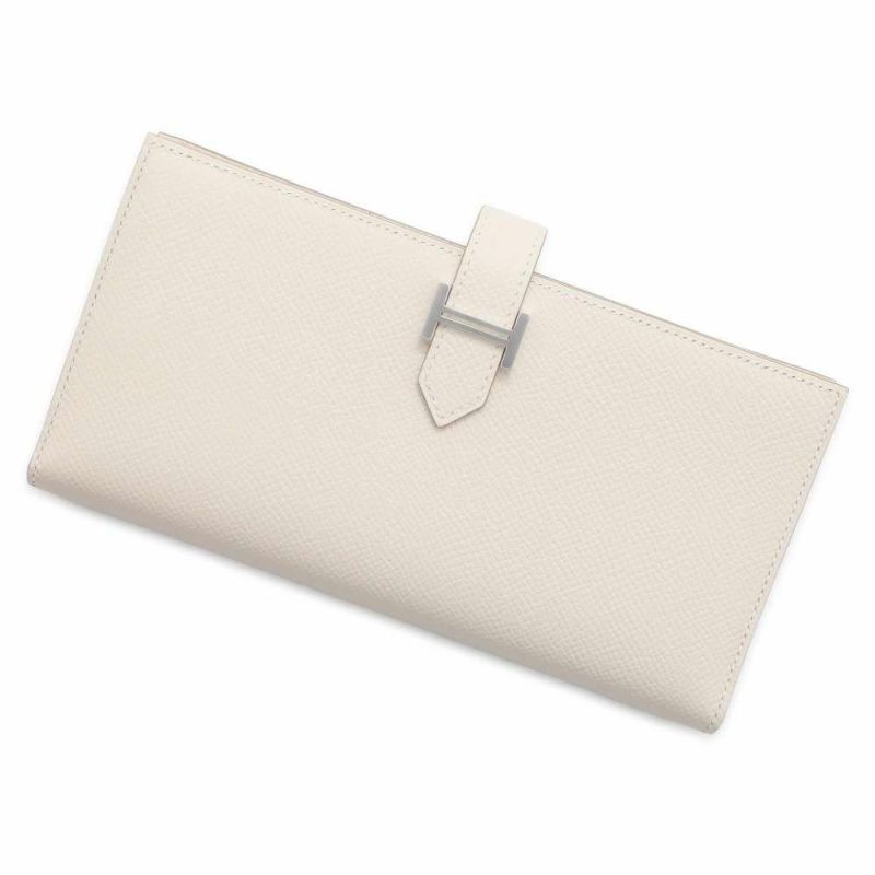 エルメス 長財布 ベアンスフレ クレ/シルバー金具 ヴォーエプソン W刻印 HERMES 財布