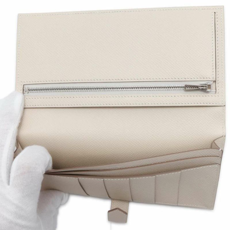 エルメス 長財布 ベアンスフレ クレ/シルバー金具 ヴォーエプソン W刻印 HERMES 財布