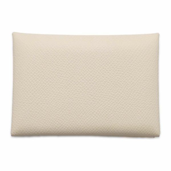 エルメス コインケース カルヴィ デュオ ヴェルソ ナタ/ジョーヌプッサン/シルバー金具 ヴォーエプソン U刻印