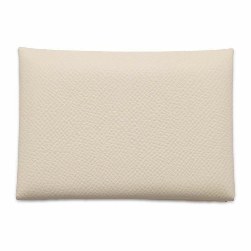 エルメス コインケース カルヴィ デュオ ヴェルソ ナタ/ジョーヌプッサン/シルバー金具 ヴォーエプソン U刻印