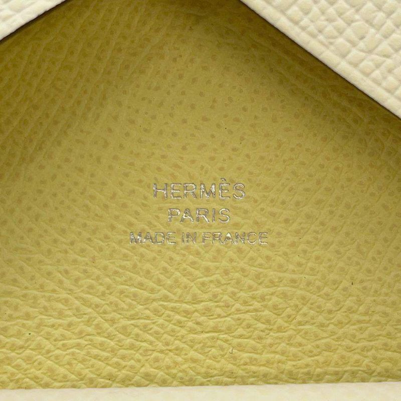 エルメス コインケース カルヴィ デュオ ヴェルソ ナタ/ジョーヌプッサン/シルバー金具 ヴォーエプソン U刻印