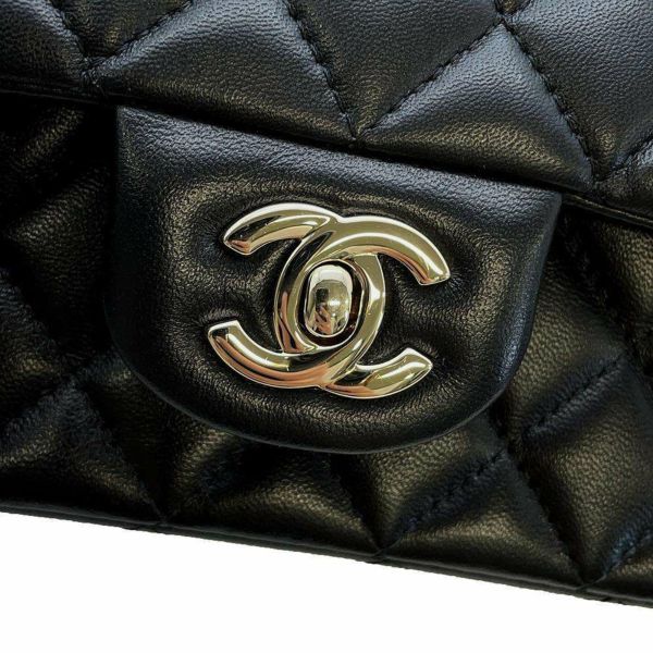 シャネル チェーンショルダーバッグ マトラッセ ココマーク トップハンドル ミニ ラムスキン AS2431 CHANEL 黒