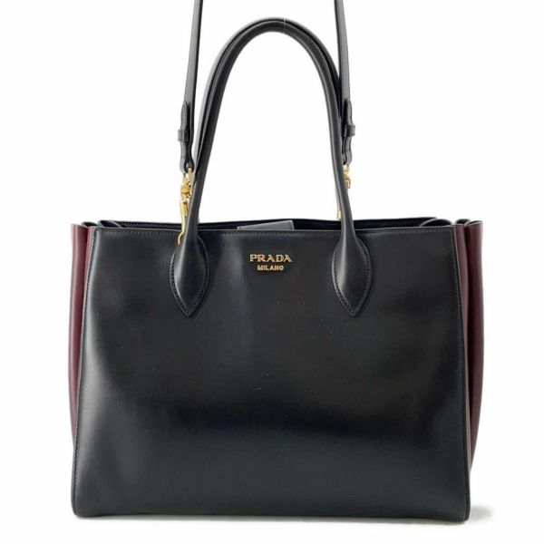 プラダ トートバッグ ビブリオテーク 2WAY ショルダーバッグ レザー 1BG098 PRADA バッグ 黒