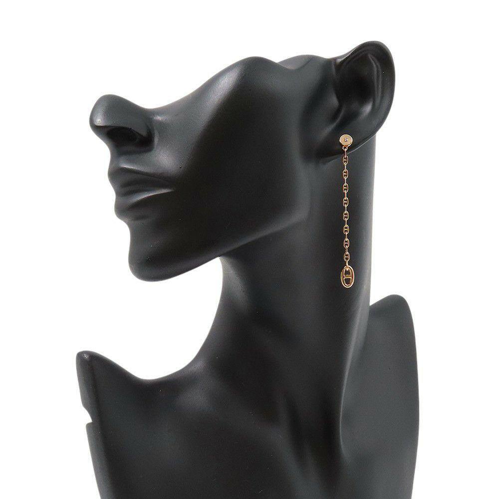 エルメス ピアス シェーヌダンクル ニューファランドールTPM ダイヤモンド 2P 計0.02ct K18PGピンクゴールド HERMES アシンメトリー