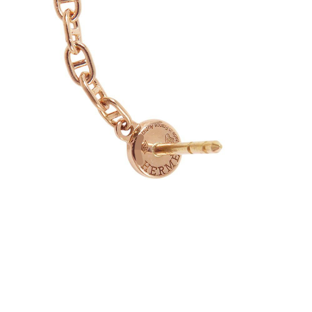 エルメス ピアス シェーヌダンクル ニューファランドールTPM ダイヤモンド 2P 計0.02ct K18PGピンクゴールド HERMES アシンメトリー