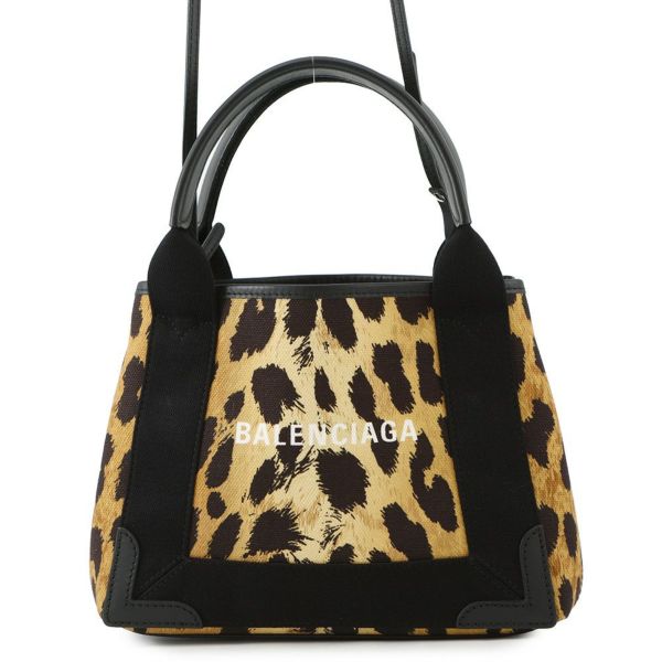 バレンシアガ ハンドバッグ レオパード ネイビーカバ XS 390346 ポーチ付 BALENCIAGA 2wayショルダーバッグ 黒