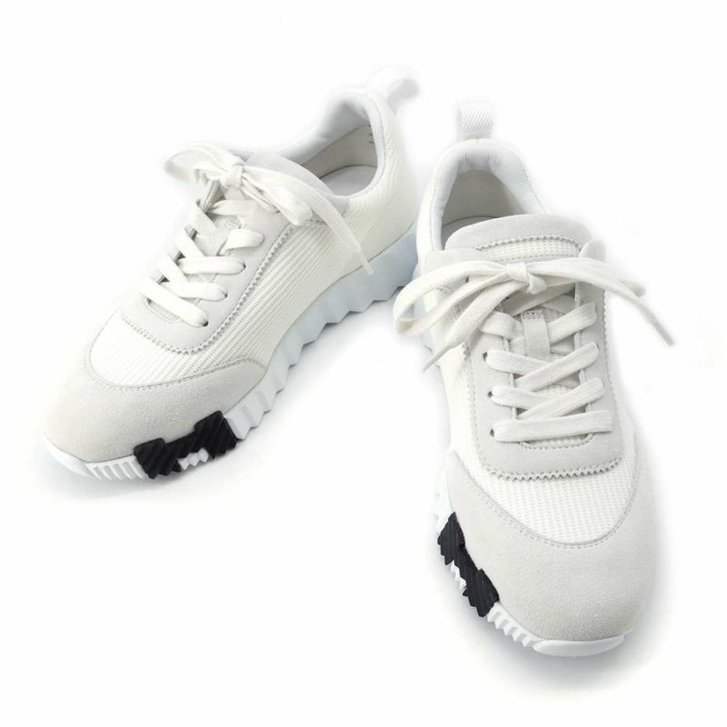 エルメス スニーカー バウンシング メッシュ/スエード レディースサイズ37 1/2 HERMES 靴 白