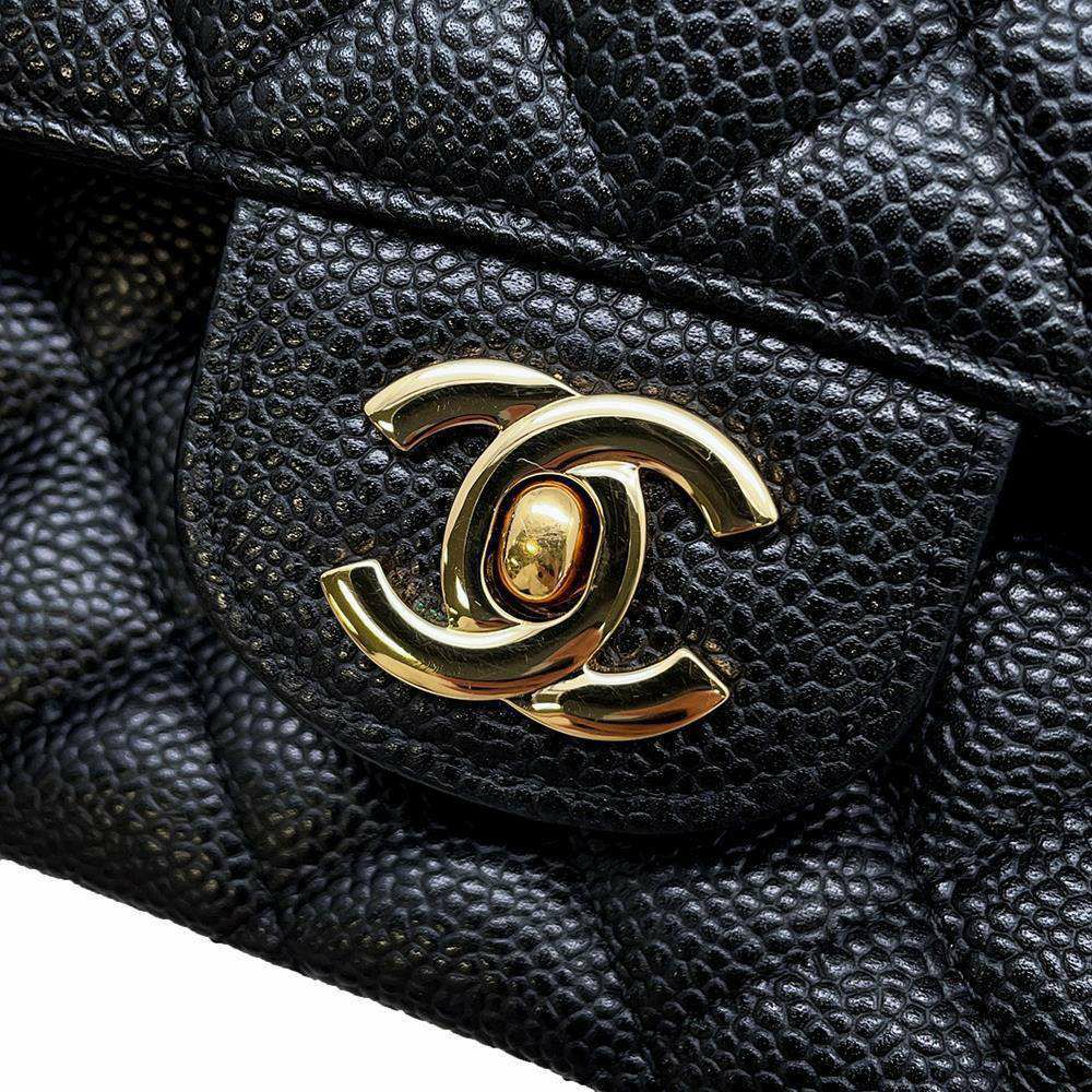 シャネル チェーンショルダーバッグ マトラッセ25 ココマーク キャビアスキン ダブルチェーン A01112 黒