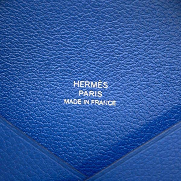 エルメス コインケース カルヴィ ブルーフランス エバーカラー U刻印 HERMES 名刺入れ