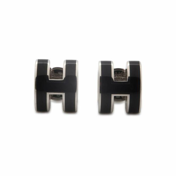 エルメス ピアス ミニ・ポップアッシュ ブラック/シルバー金具 HERMES アクセサリー 黒