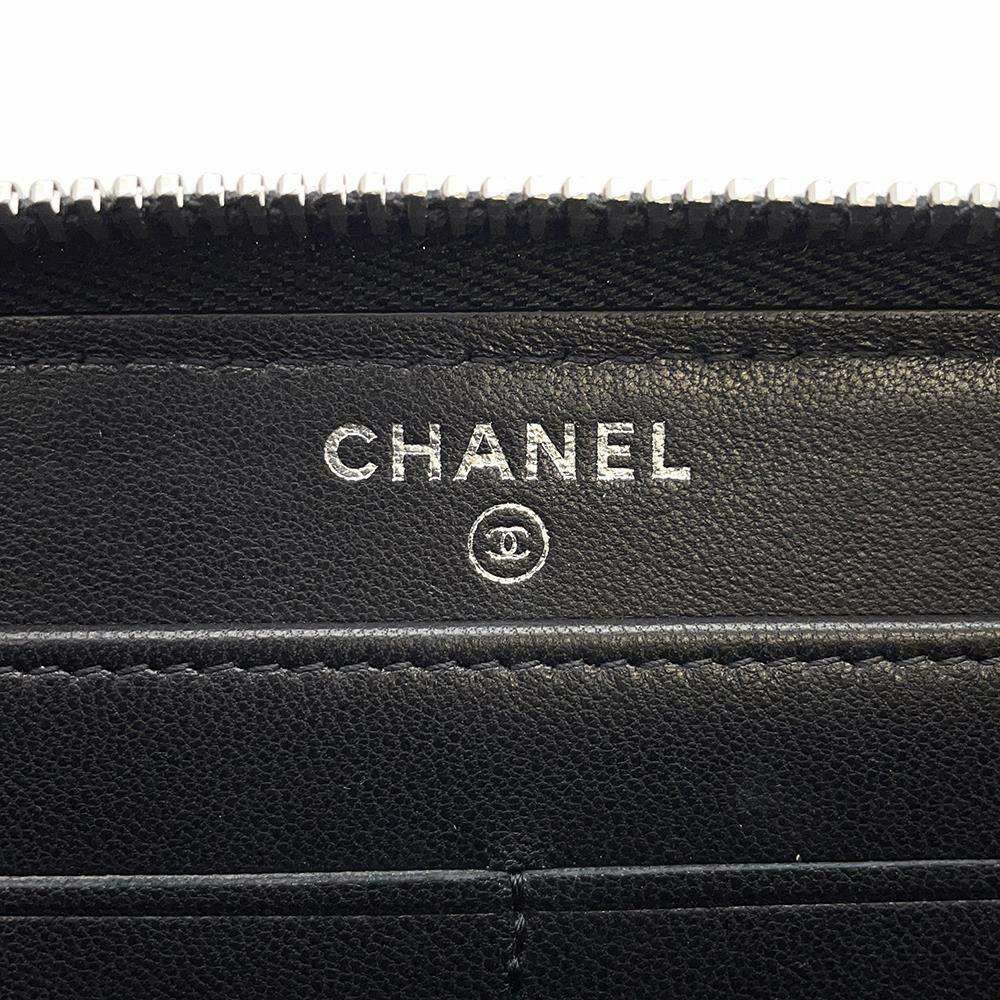 シャネル 長財布 ココマーク マトラッセ ラムスキン A80110 CHANEL 財布 黒