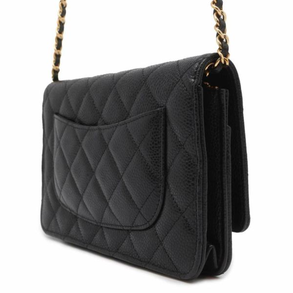 シャネル チェーンウォレット クラシック マトラッセ ココマーク キャビアスキン AP0250 CHANEL 財布 ブラック 黒