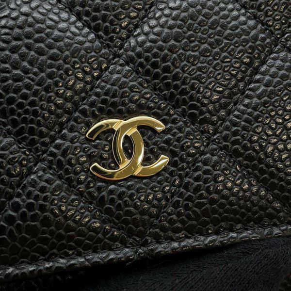 シャネル チェーンウォレット クラシック マトラッセ ココマーク キャビアスキン AP0250 CHANEL 財布 ブラック 黒